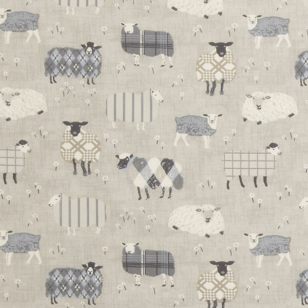Baa Baa Charcoal PVC Wipe Clean Tablecloth